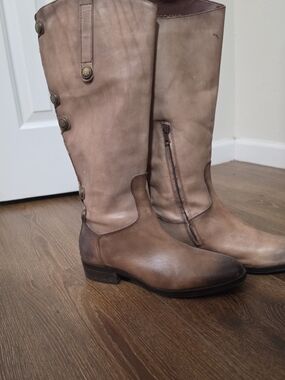 Arturo Chiang Taupe Over-the-Knee Button Boots